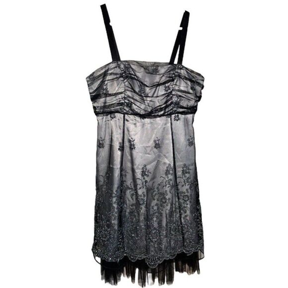 Kathy Robert’s black and silver tulle formal dress 16w porm wedding sleeveless - Picture 6 of 12